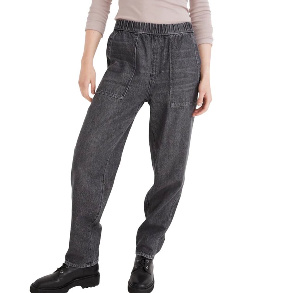 MADEWELL Pull-On Relaxed Jeans In Chelsford Wash M Charcoal Cotton & Elastane